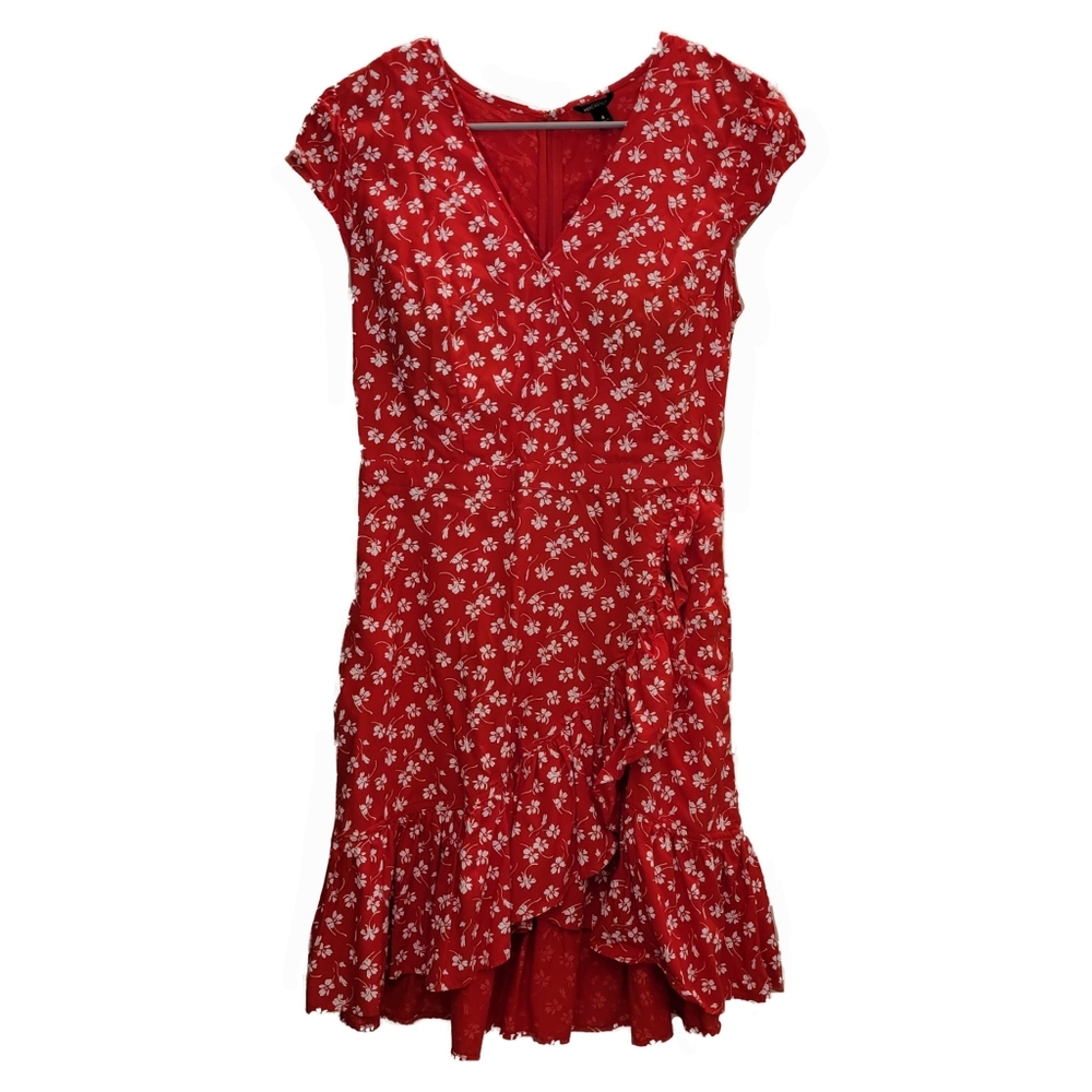 J Crew Red Floral Wrap Dress